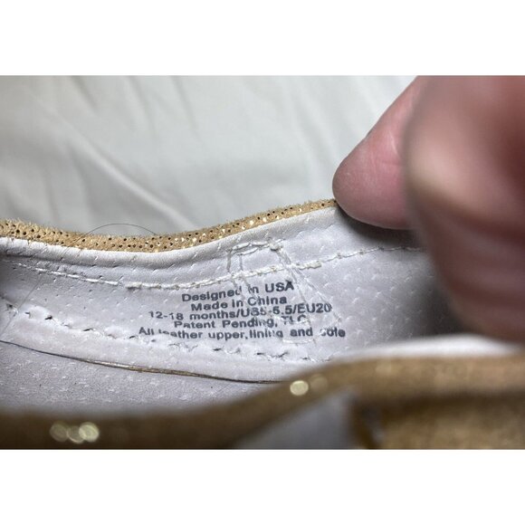 Pediped Girl Baby Gold Leather Sole Mary Jane Shoes Sz 12-18 Mos. US 5-5.5 EU 20 - Picture 12 of 14